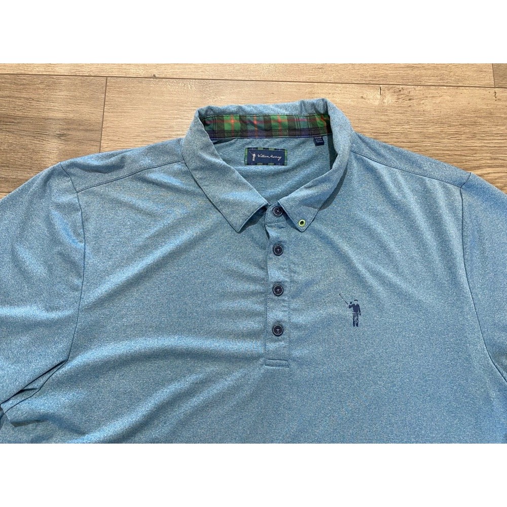 William Murray Short Sleeve Golf Polo Mens Size XL Blue Plaid Accent Shirt - Picture 2 of 8